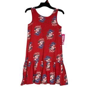 Barbie Girls Tank Printed Dropwaist Dress Medium 7-8 Red Cowgirl Summer